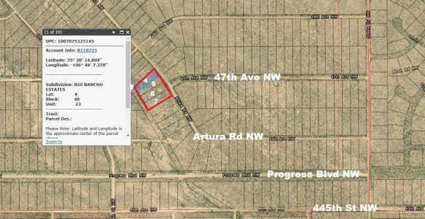 LOT 4-7 ARTURA (2.12 ACRES!) ROAD NW, RIO RANCHO, NM 87144 - Image 1